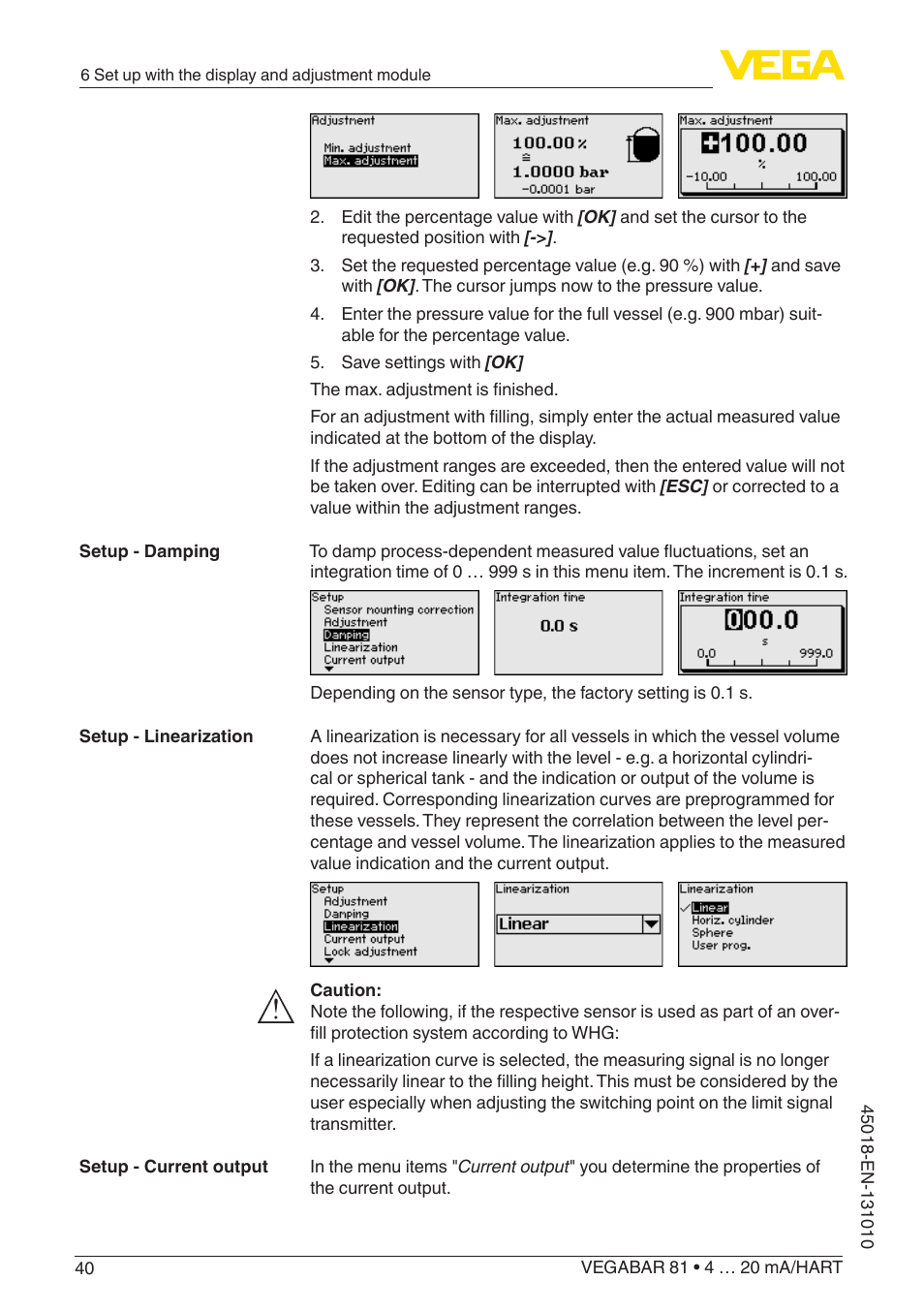 VEGA VEGABAR 81 4 … 20 mA_HART - Operating Instructions User Manual | Page 40 / 84