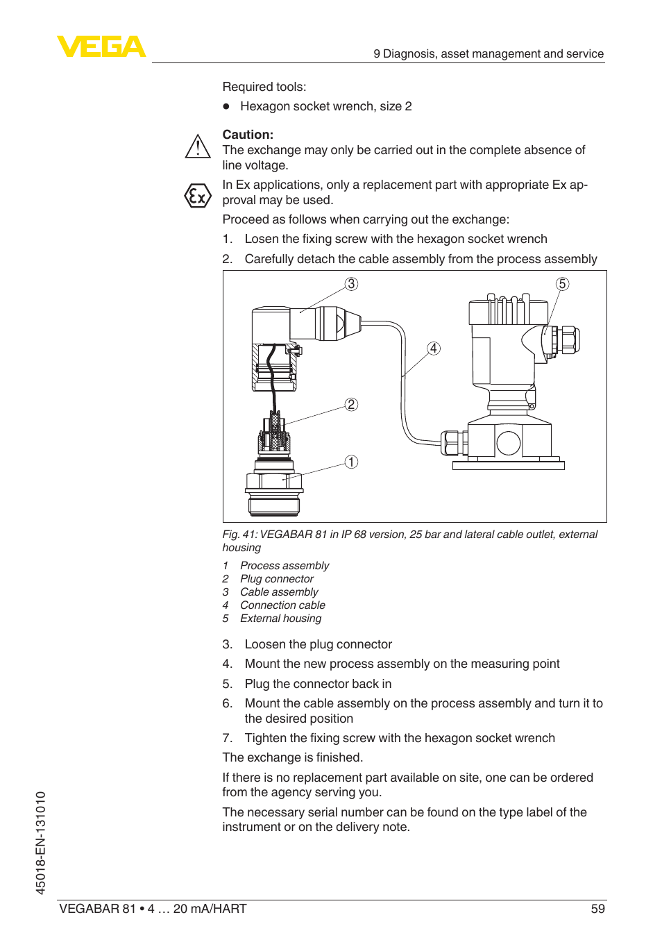 VEGA VEGABAR 81 4 … 20 mA_HART - Operating Instructions User Manual | Page 59 / 84