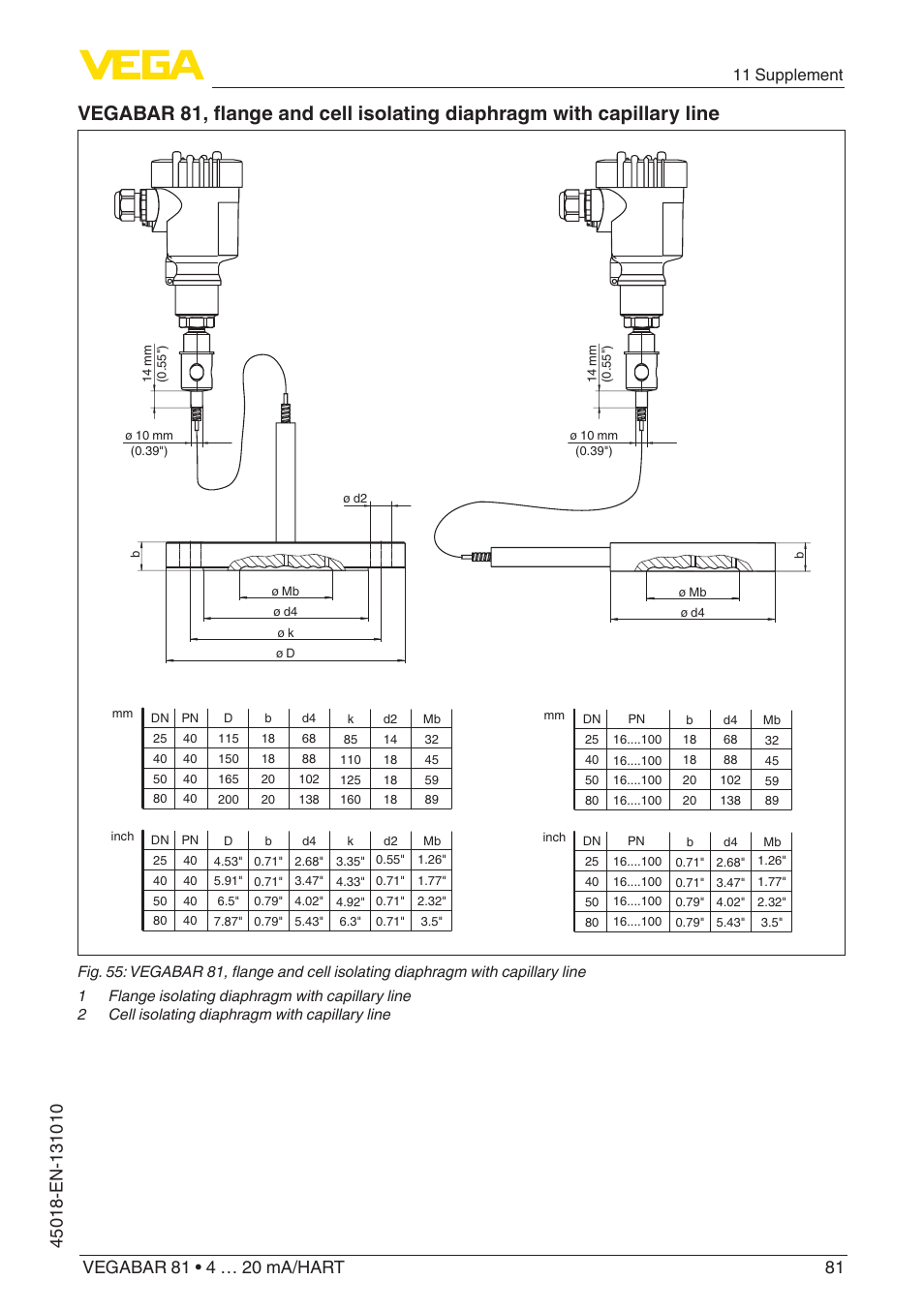 11 supplement | VEGA VEGABAR 81 4 … 20 mA_HART - Operating Instructions User Manual | Page 81 / 84