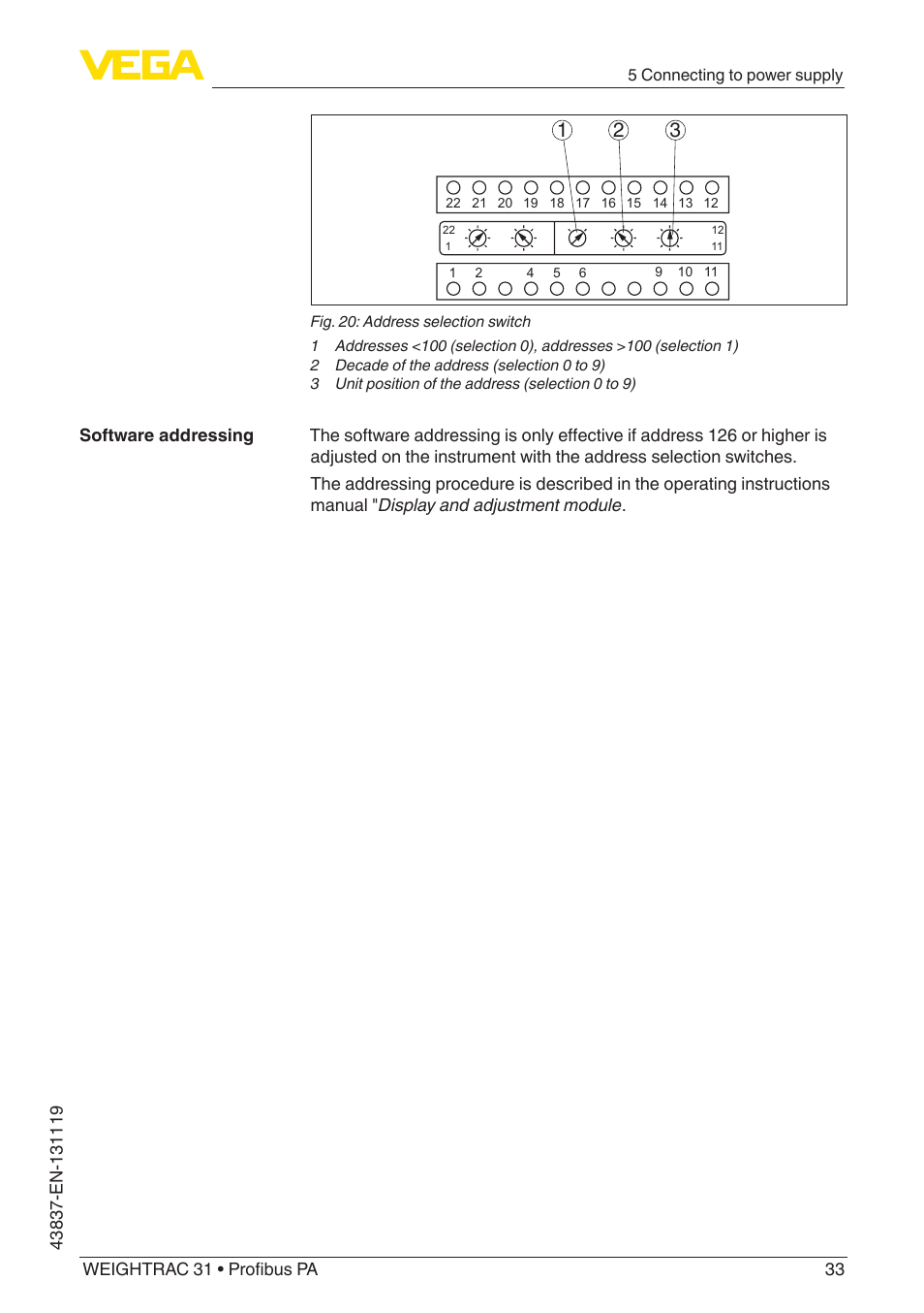 VEGA WEIGHTRAC 31 Profibus PA User Manual | Page 33 / 84