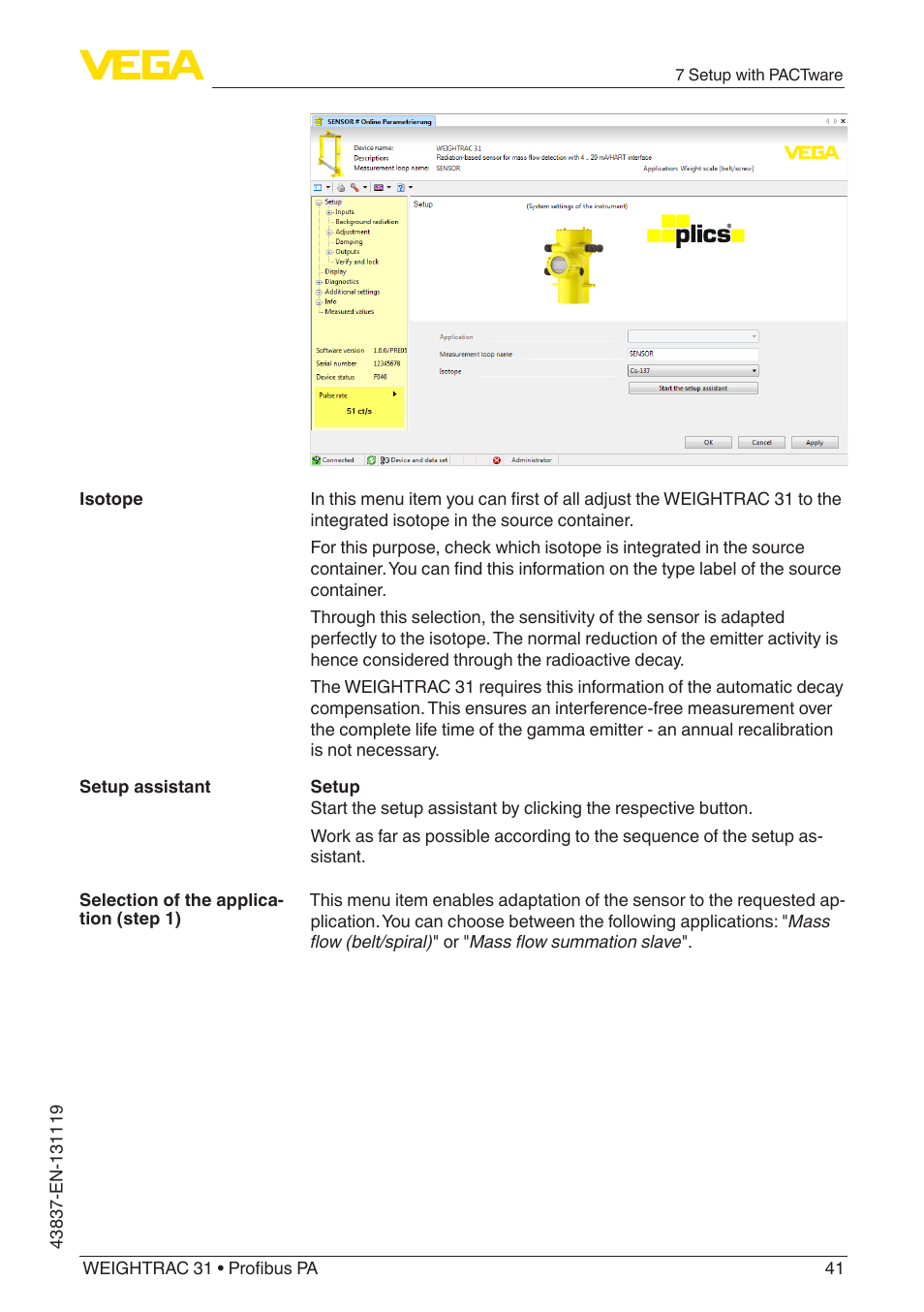 VEGA WEIGHTRAC 31 Profibus PA User Manual | Page 41 / 84