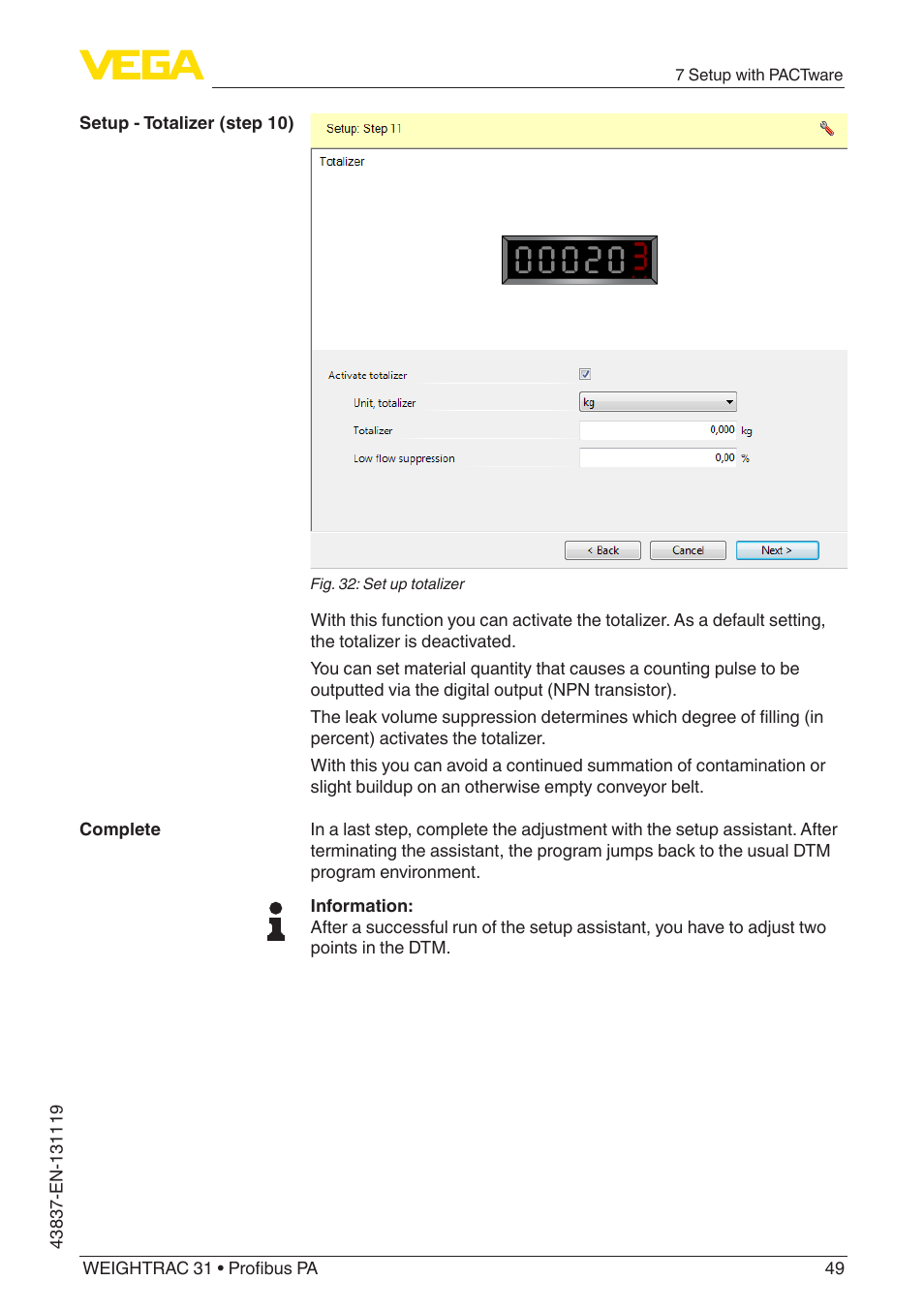 VEGA WEIGHTRAC 31 Profibus PA User Manual | Page 49 / 84