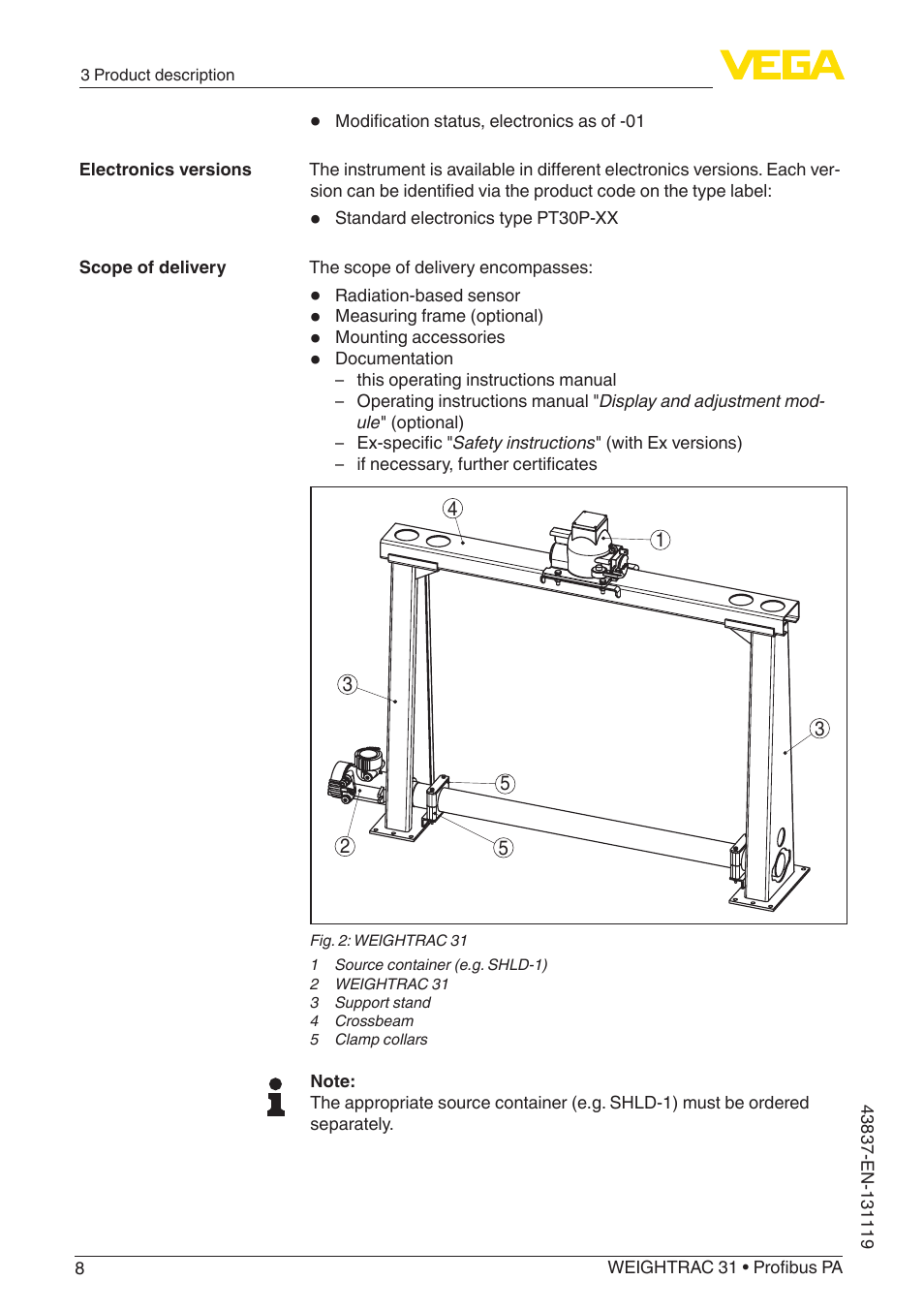 VEGA WEIGHTRAC 31 Profibus PA User Manual | Page 8 / 84