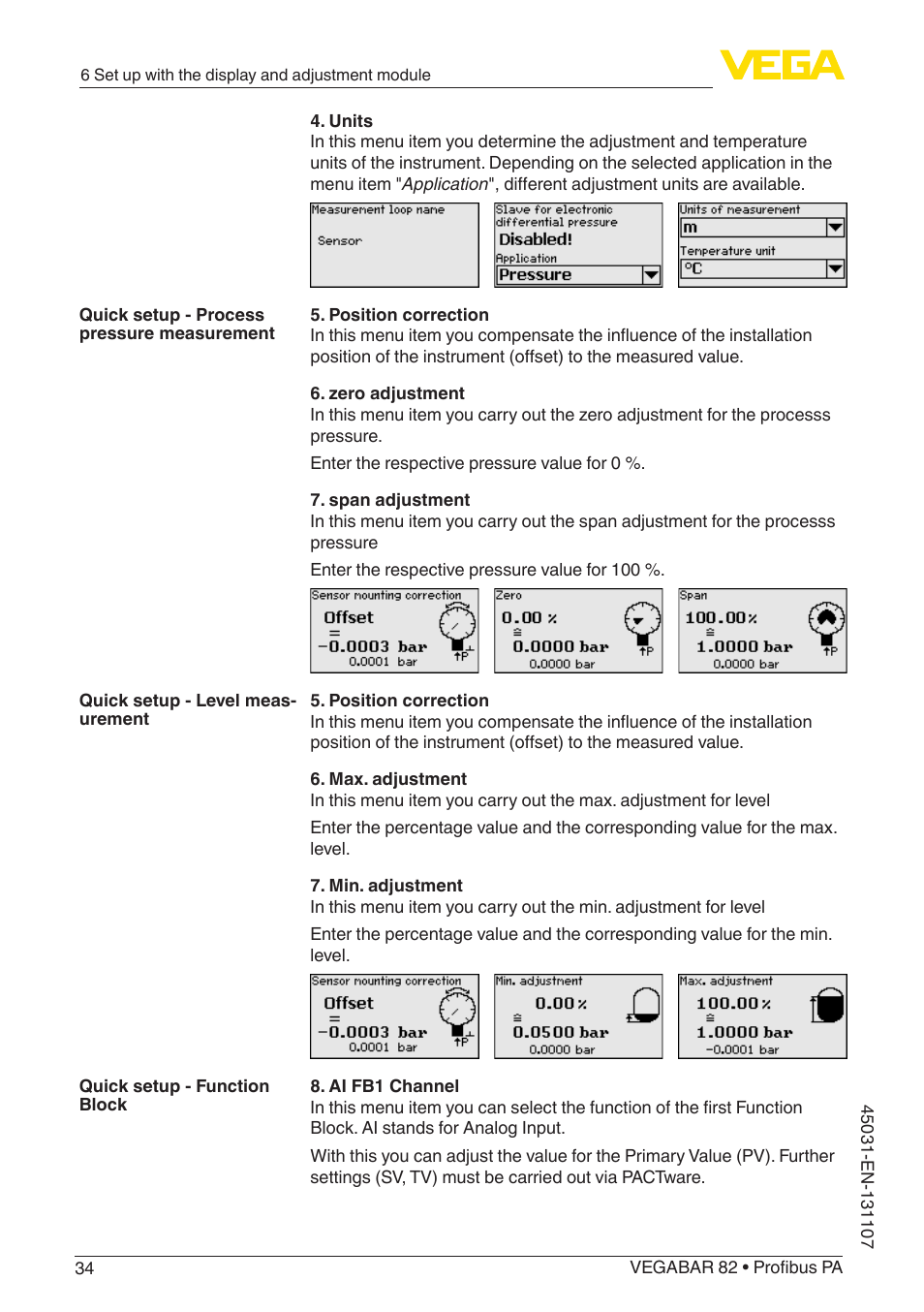 VEGA VEGABAR 82 Profibus PA - Operating Instructions User Manual | Page 34 / 88