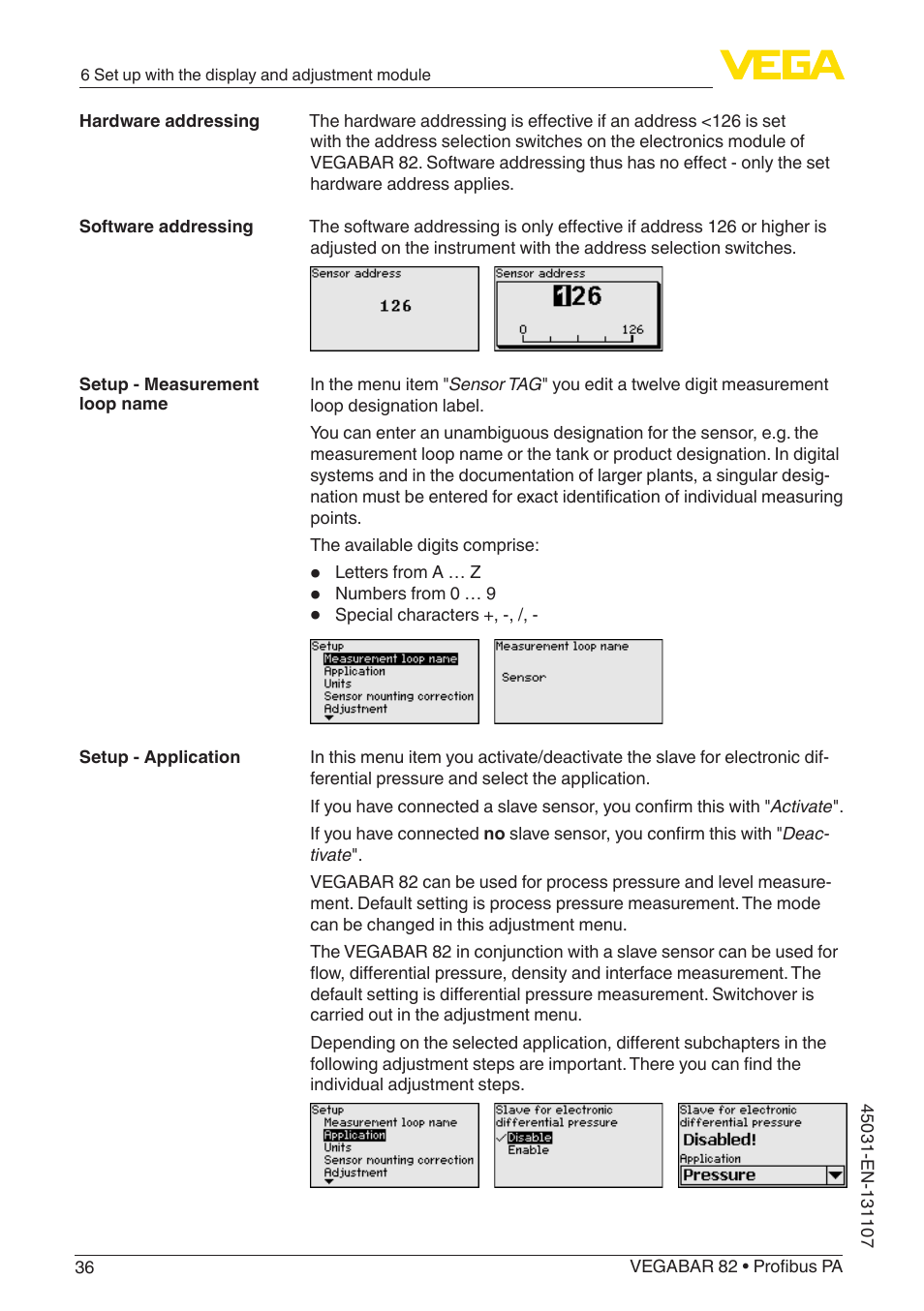 VEGA VEGABAR 82 Profibus PA - Operating Instructions User Manual | Page 36 / 88