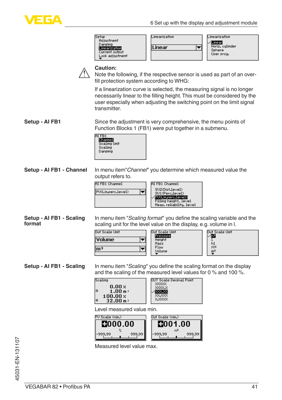 VEGA VEGABAR 82 Profibus PA - Operating Instructions User Manual | Page 41 / 88