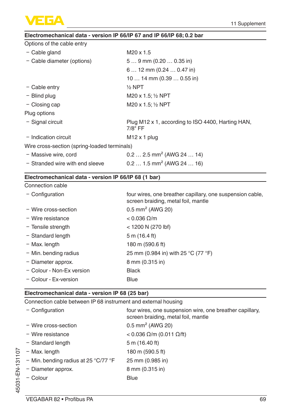 VEGA VEGABAR 82 Profibus PA - Operating Instructions User Manual | Page 69 / 88
