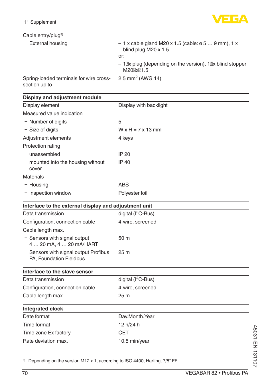 VEGA VEGABAR 82 Profibus PA - Operating Instructions User Manual | Page 70 / 88
