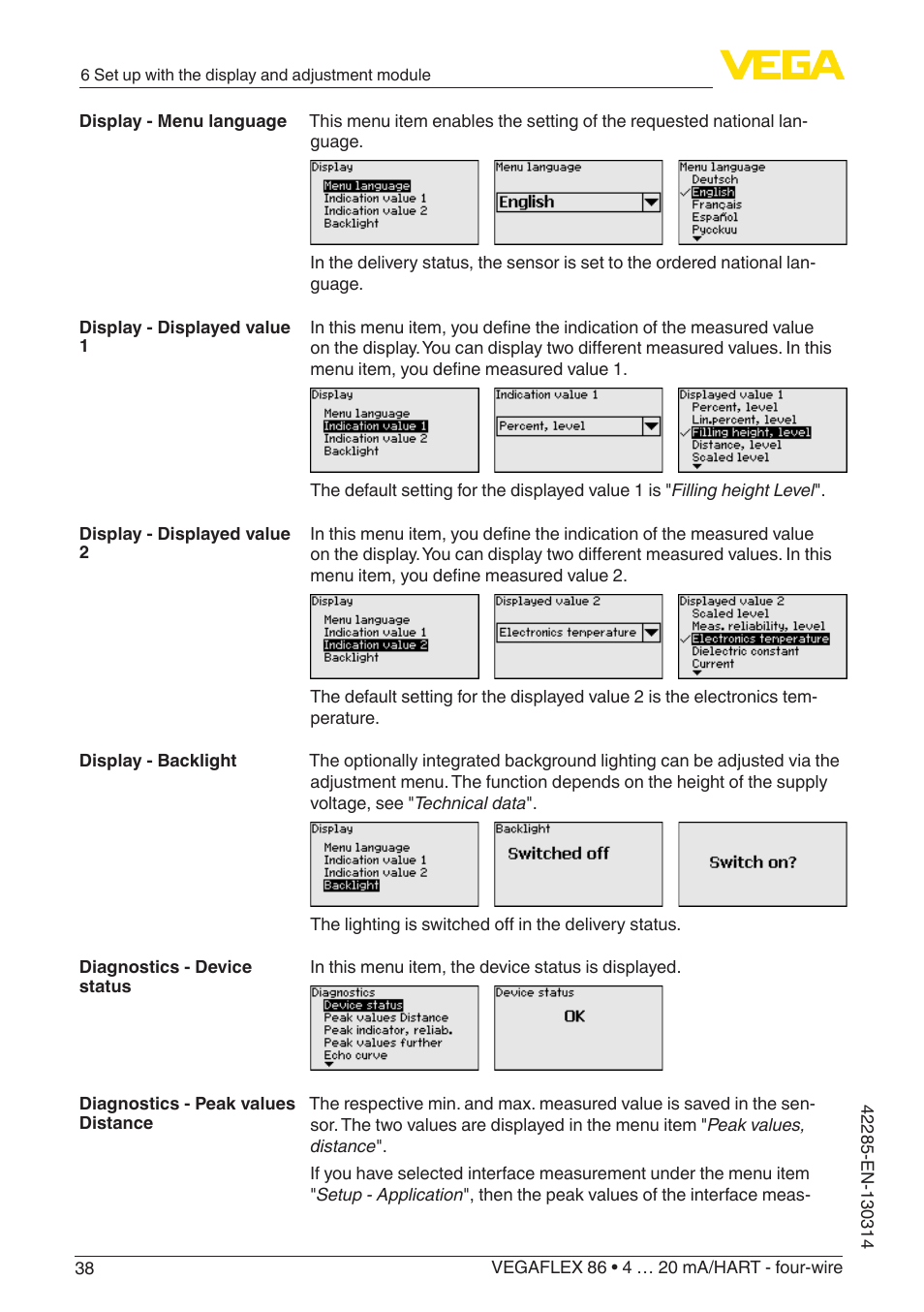 VEGA VEGAFLEX 86 4 … 20 mA_HART - four-wire Coax probe User Manual | Page 38 / 80