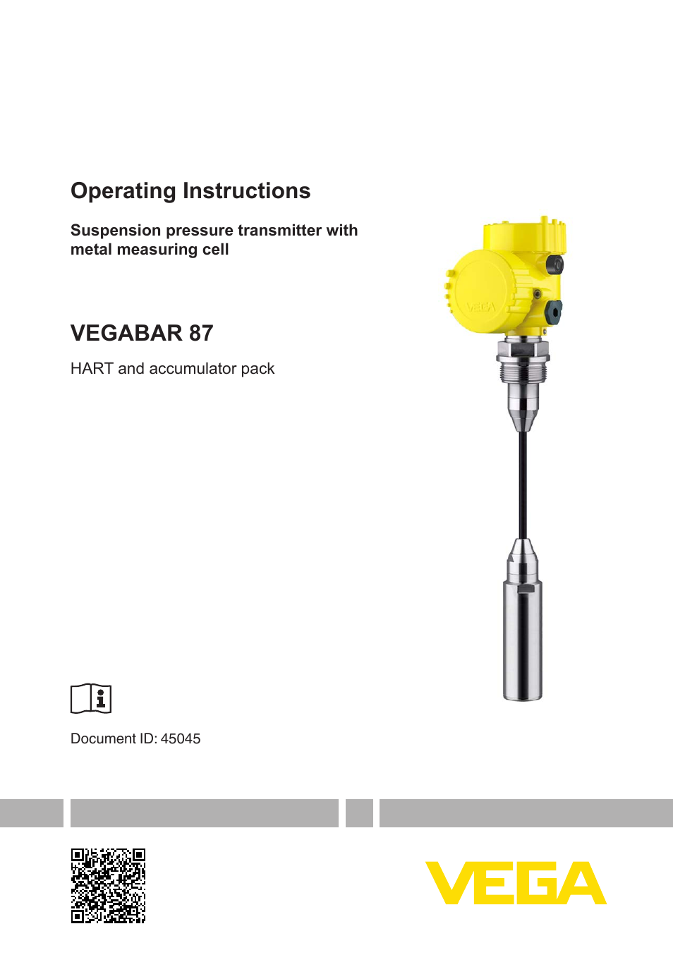 VEGA VEGABAR 87 HART and accumulator pack - Operating Instructions User Manual | 64 pages