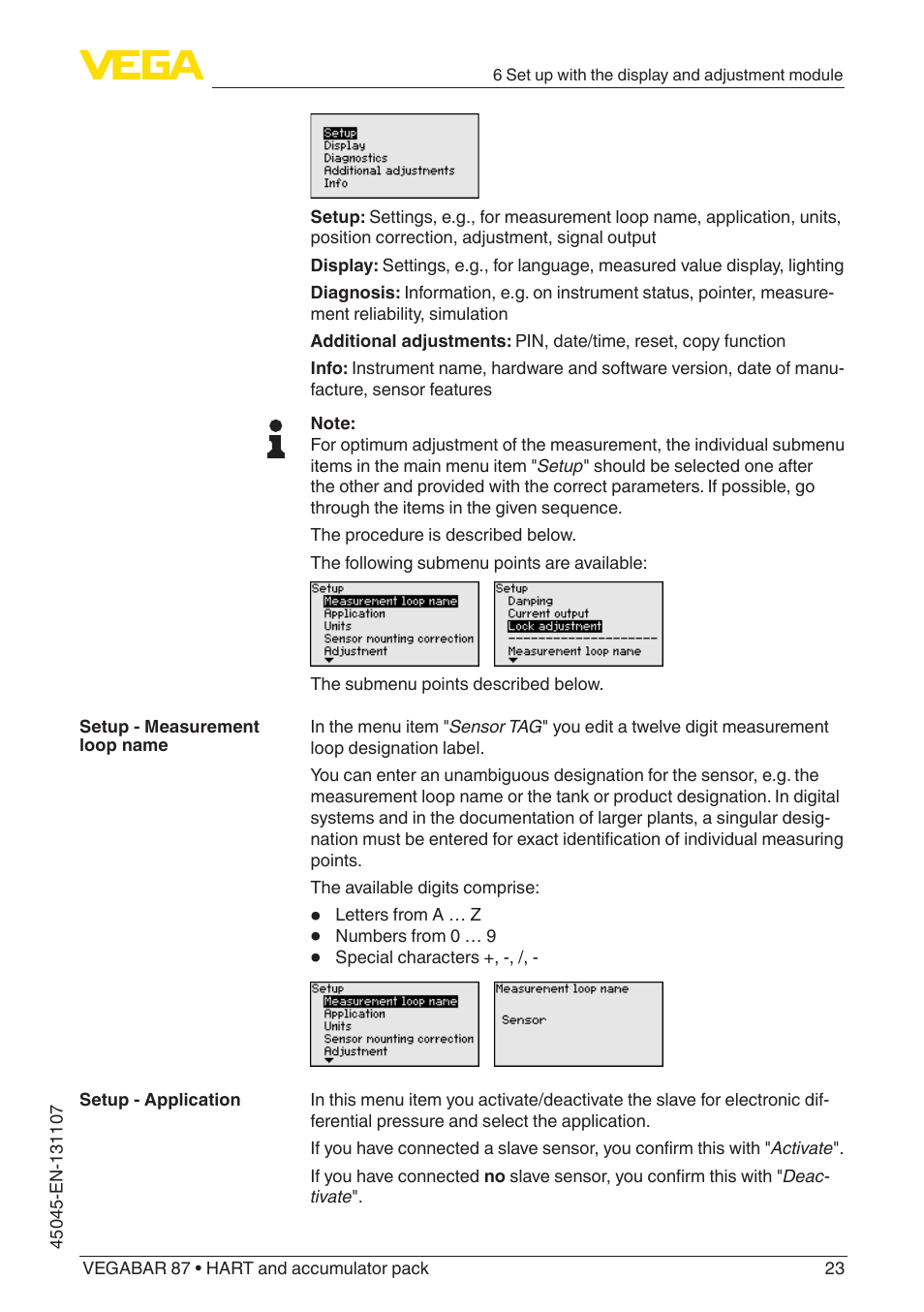 VEGA VEGABAR 87 HART and accumulator pack - Operating Instructions User Manual | Page 23 / 64