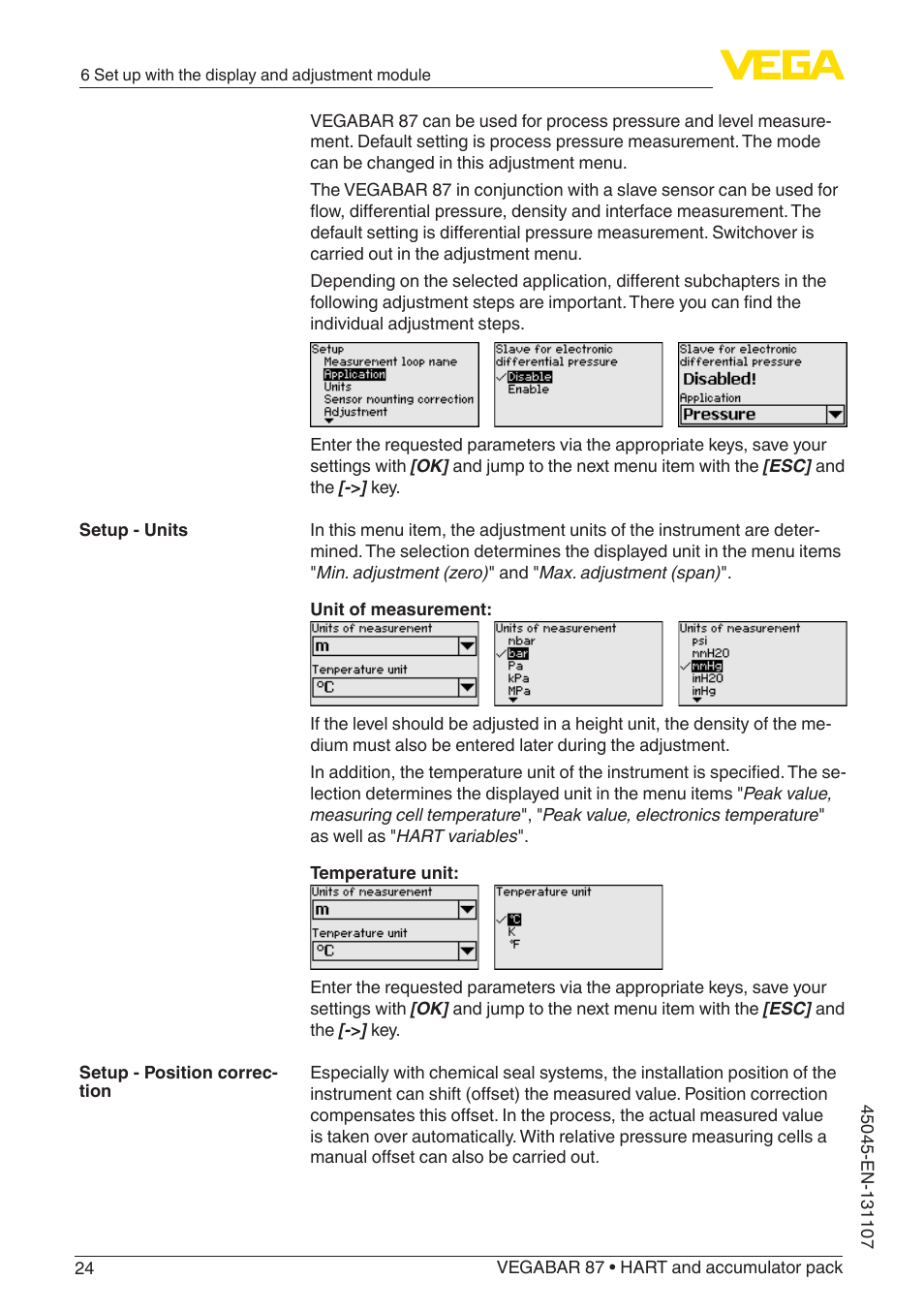 VEGA VEGABAR 87 HART and accumulator pack - Operating Instructions User Manual | Page 24 / 64