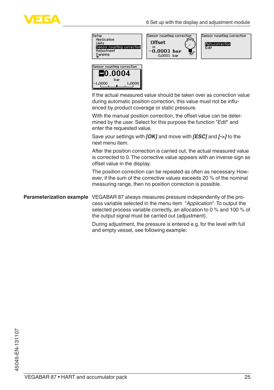 VEGA VEGABAR 87 HART and accumulator pack - Operating Instructions User Manual | Page 25 / 64