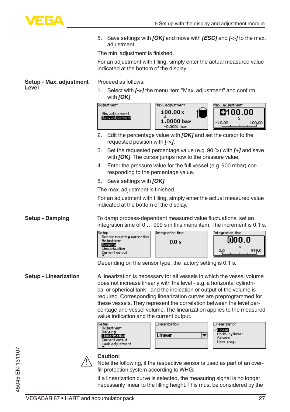 VEGA VEGABAR 87 HART and accumulator pack - Operating Instructions User Manual | Page 27 / 64