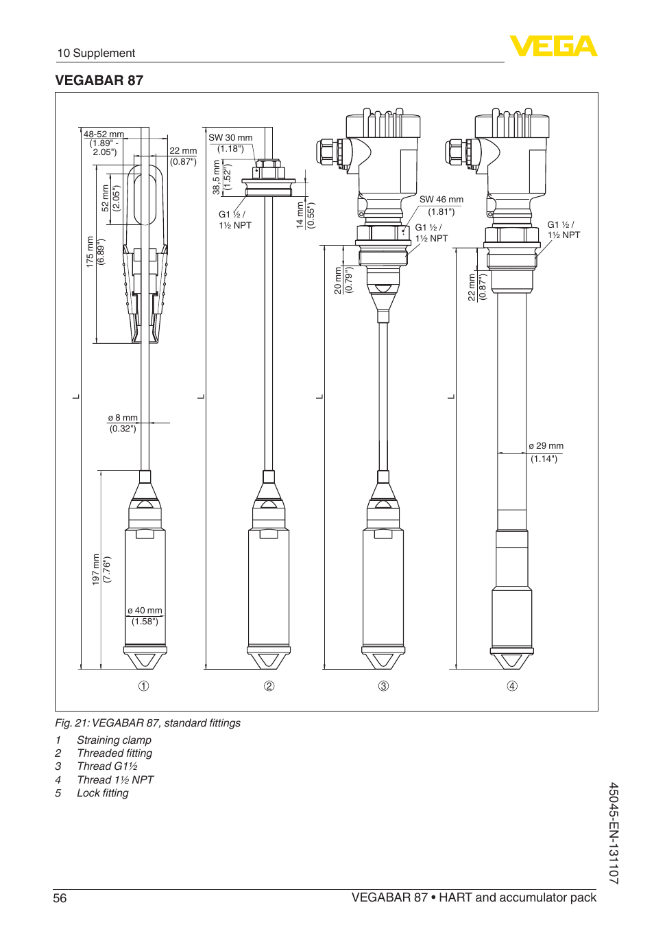 Vegabar 87 | VEGA VEGABAR 87 HART and accumulator pack - Operating Instructions User Manual | Page 56 / 64