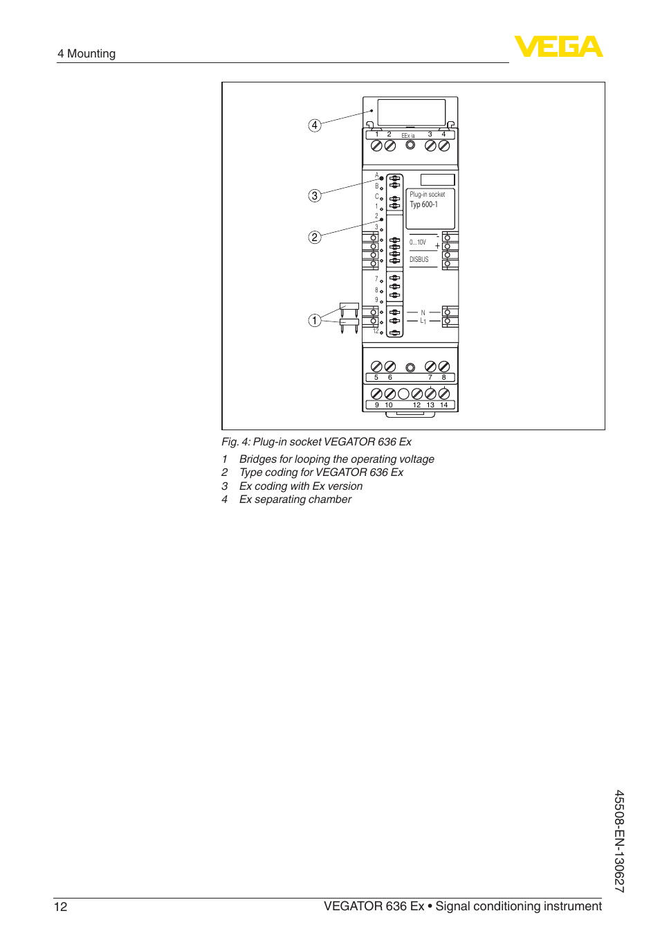 4 mounting | VEGA VEGATOR 636 Ex User Manual | Page 12 / 28