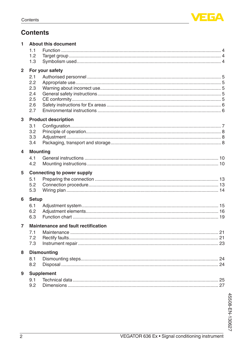 VEGA VEGATOR 636 Ex User Manual | Page 2 / 28