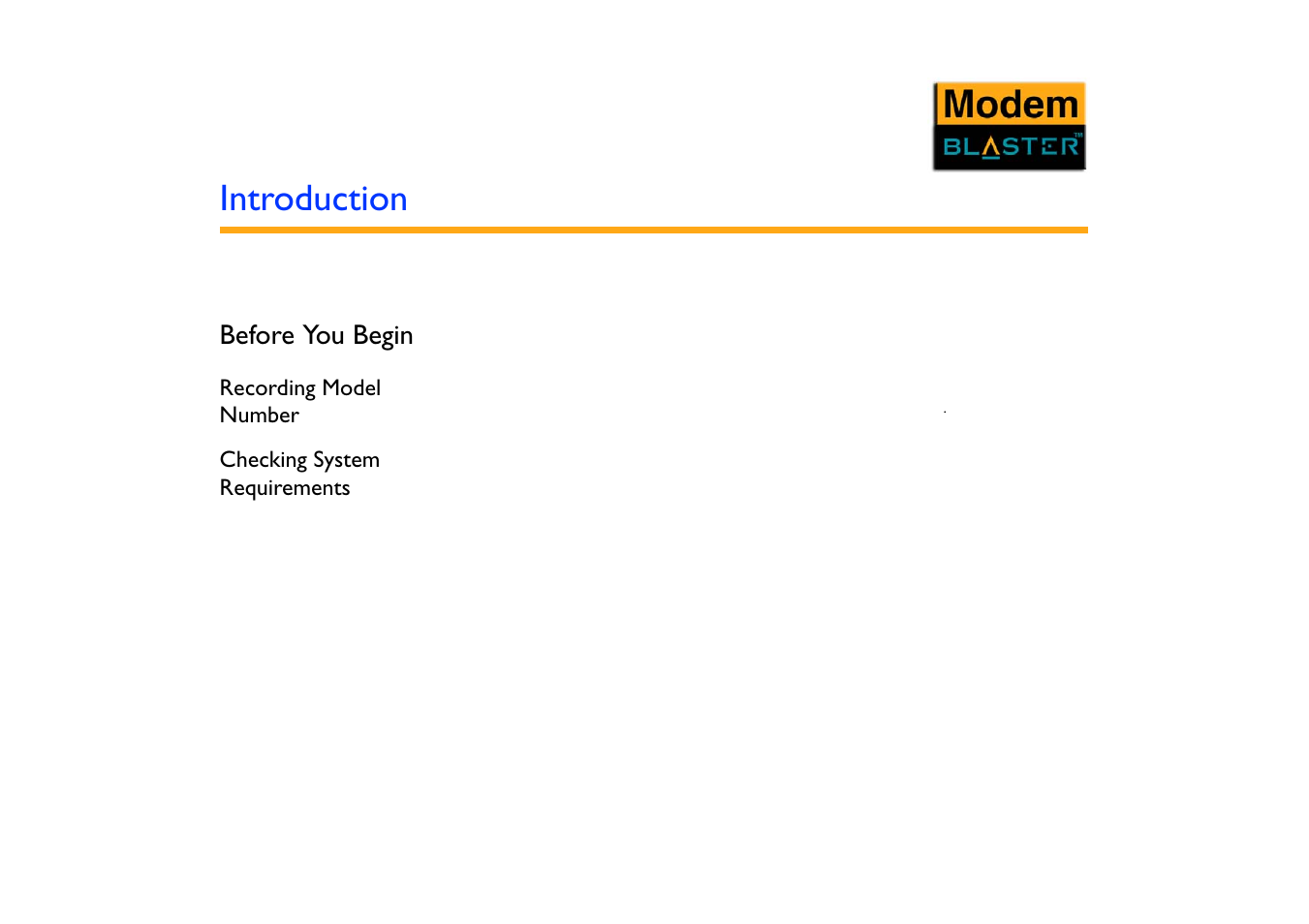 Introduction, Before you begin, Recording model number | Checking system requirements | VEGA Creative Modem Blaster V.92 External DE5721 User Manual | Page 15 / 61