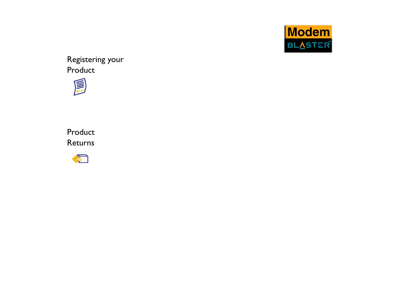Registering your product, Product returns | VEGA Creative Modem Blaster V.92 External DE5721 User Manual | Page 53 / 61
