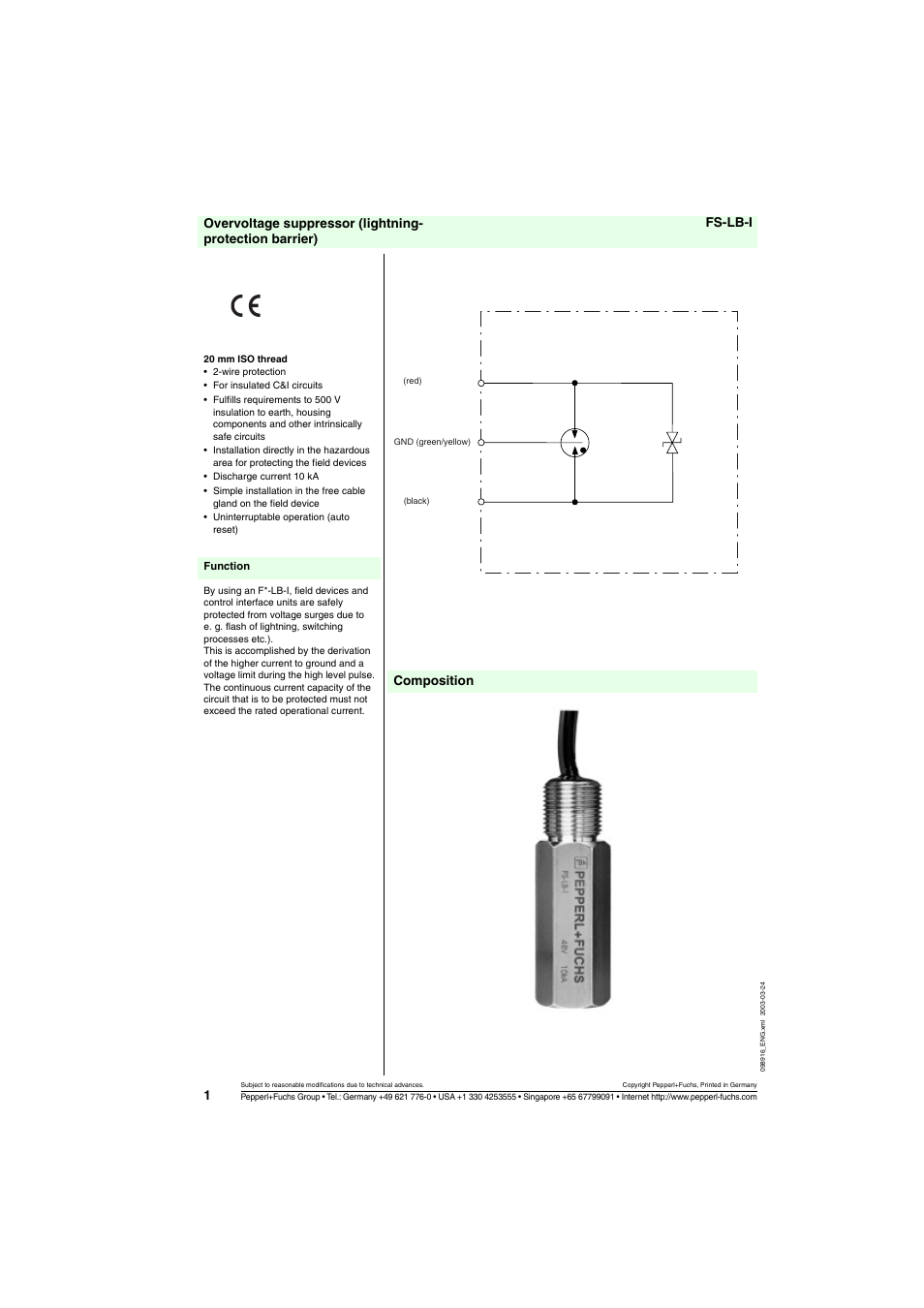 VEGA UES-F-LB-I_G (M20) User Manual | 2 pages