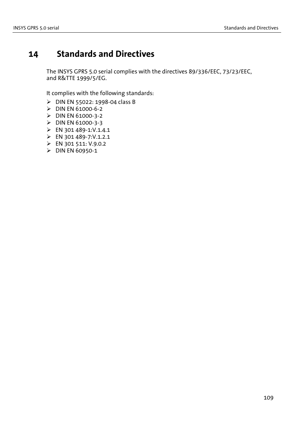14 standards and directives | VEGA INSYS Modem GPRS 5.0 User Manual | Page 109 / 113