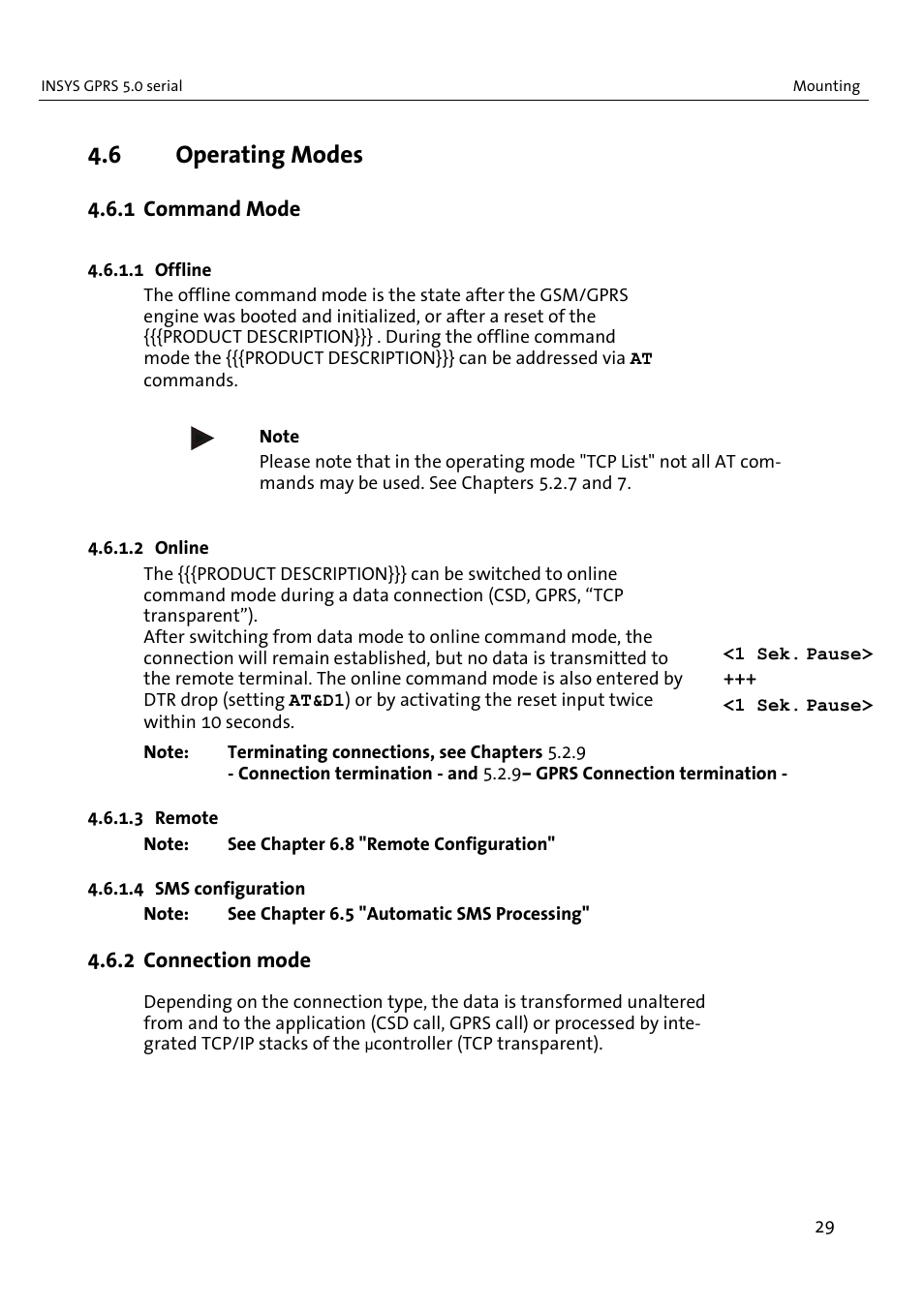 6 operating modes | VEGA INSYS Modem GPRS 5.0 User Manual | Page 29 / 113