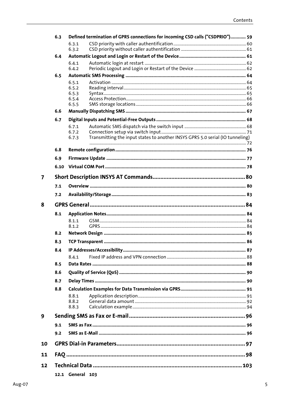VEGA INSYS Modem GPRS 5.0 User Manual | Page 5 / 113