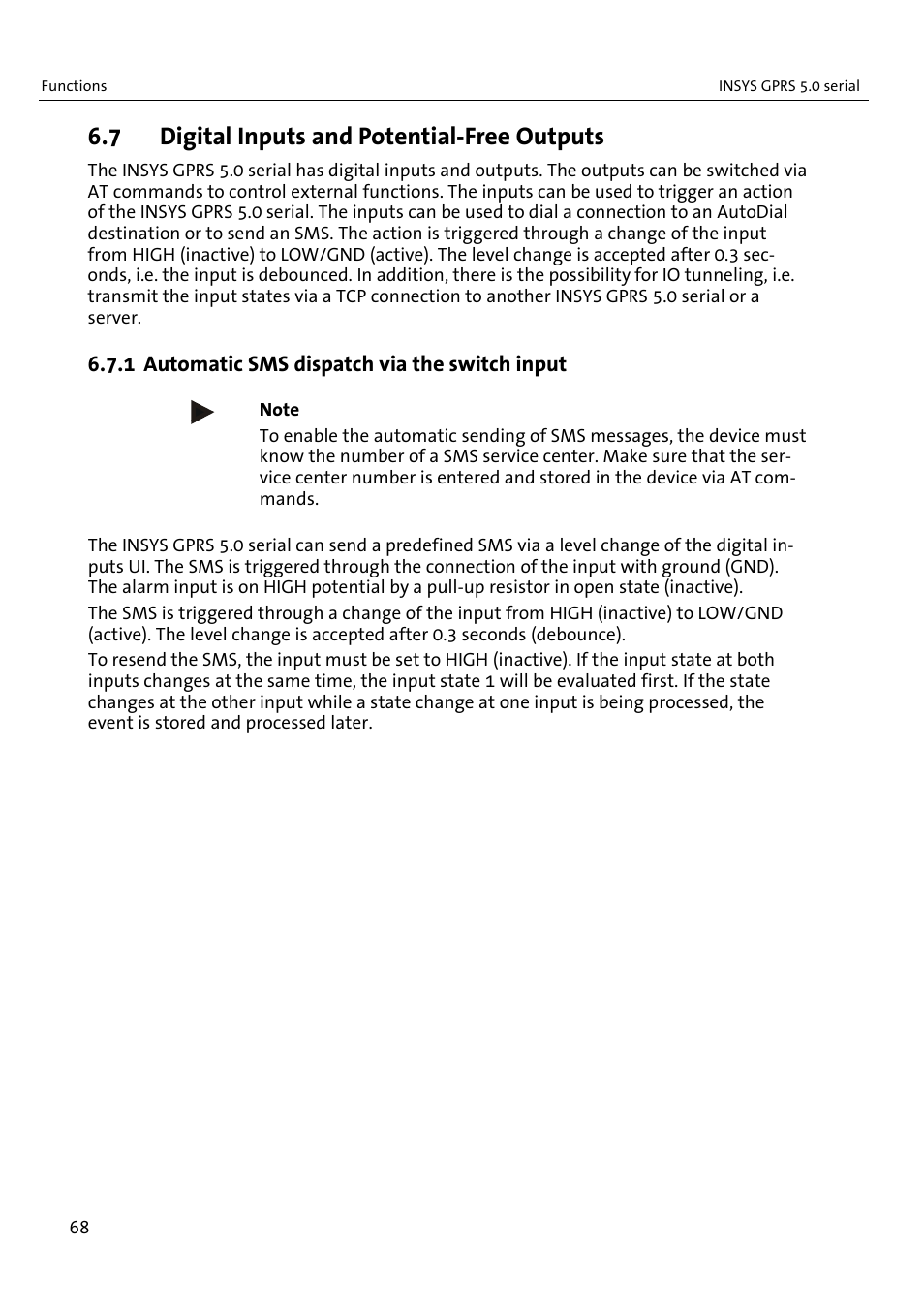 7 digital inputs and potential-free outputs | VEGA INSYS Modem GPRS 5.0 User Manual | Page 68 / 113