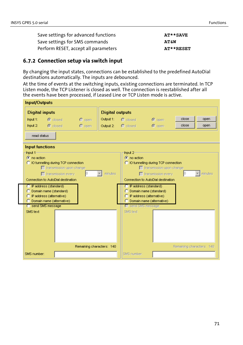 2 connection setup via switch input | VEGA INSYS Modem GPRS 5.0 User Manual | Page 71 / 113