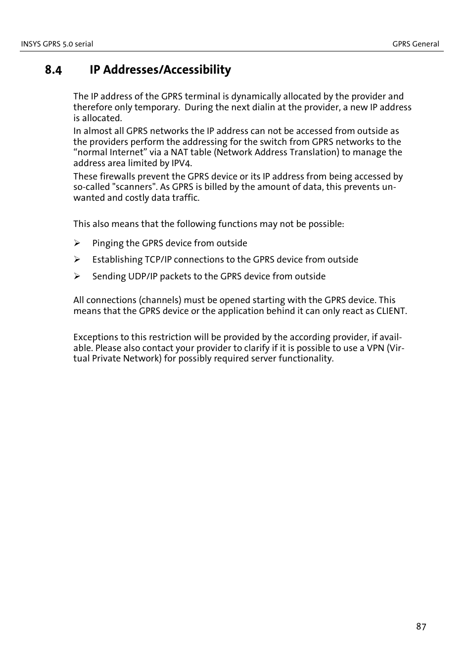 4 ip addresses/accessibility | VEGA INSYS Modem GPRS 5.0 User Manual | Page 87 / 113