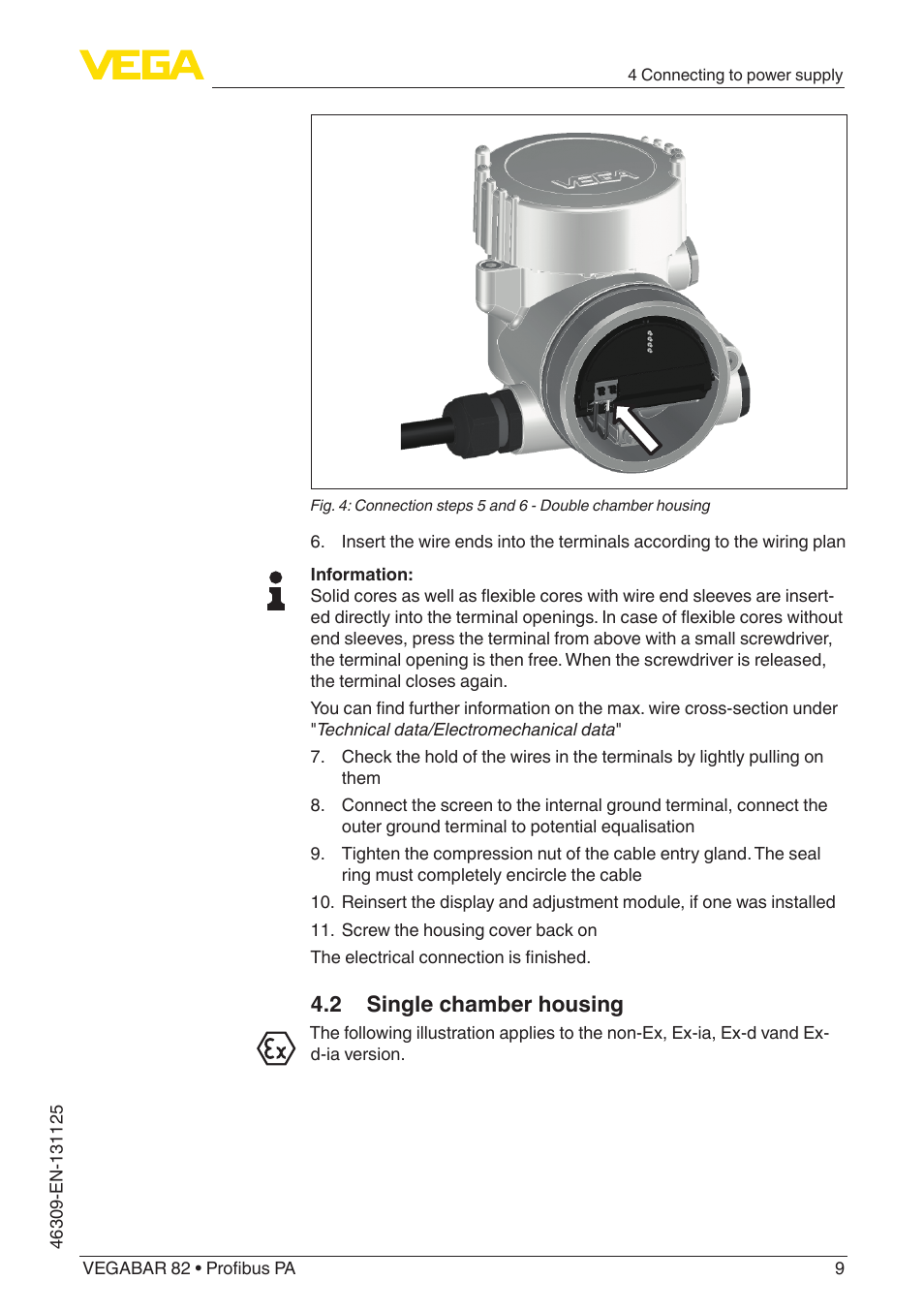 2 single chamber housing | VEGA VEGABAR 82 Profibus PA - Quick setup guide User Manual | Page 9 / 20