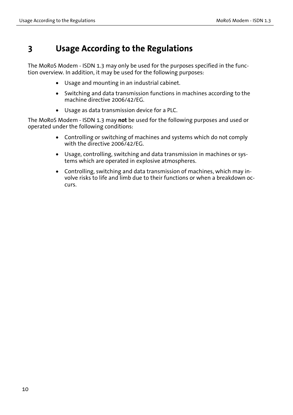 3usage according to the regulations | VEGA MoRoS Modem - ISDN 1.3 User Manual | Page 10 / 86