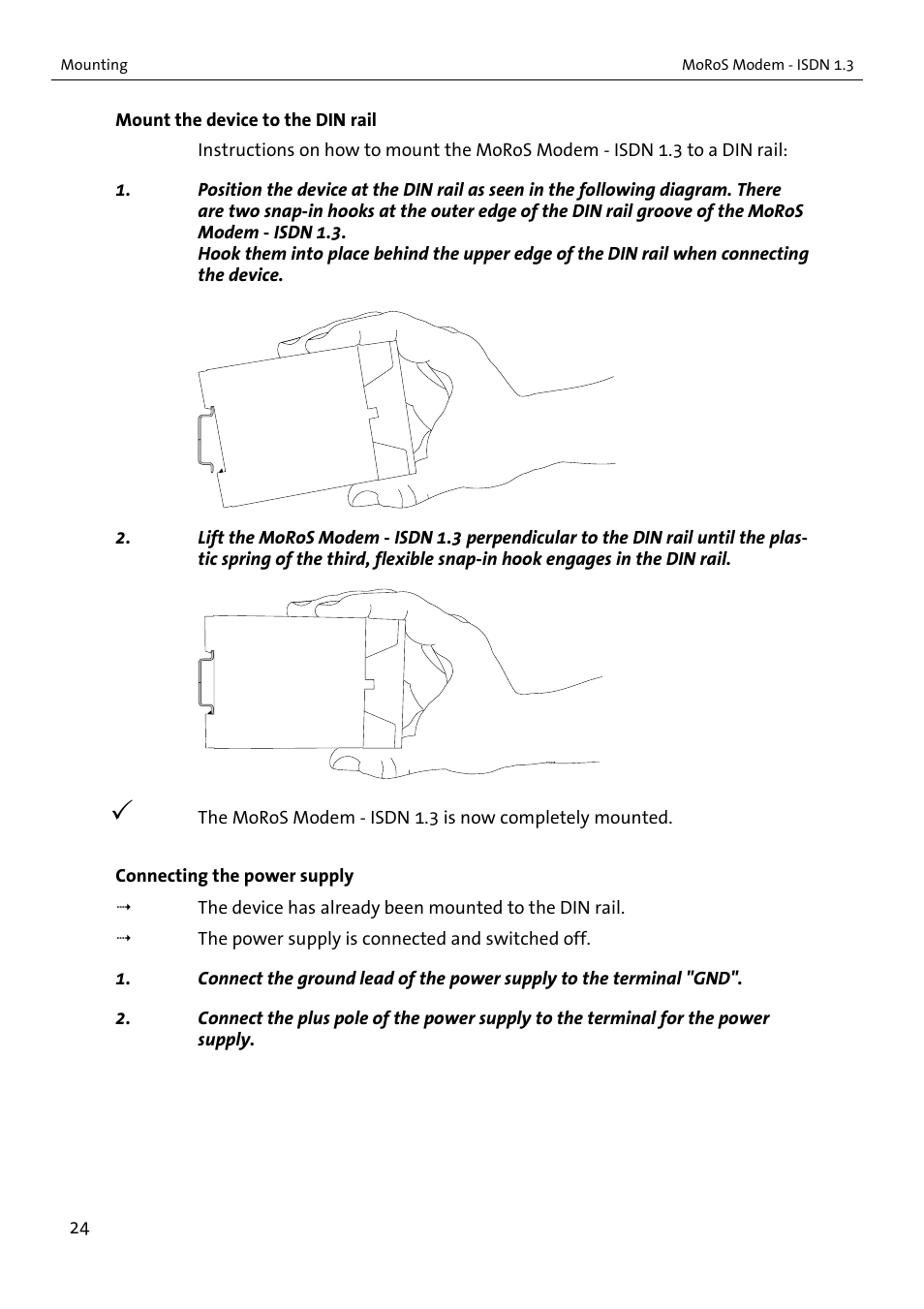 VEGA MoRoS Modem - ISDN 1.3 User Manual | Page 24 / 86
