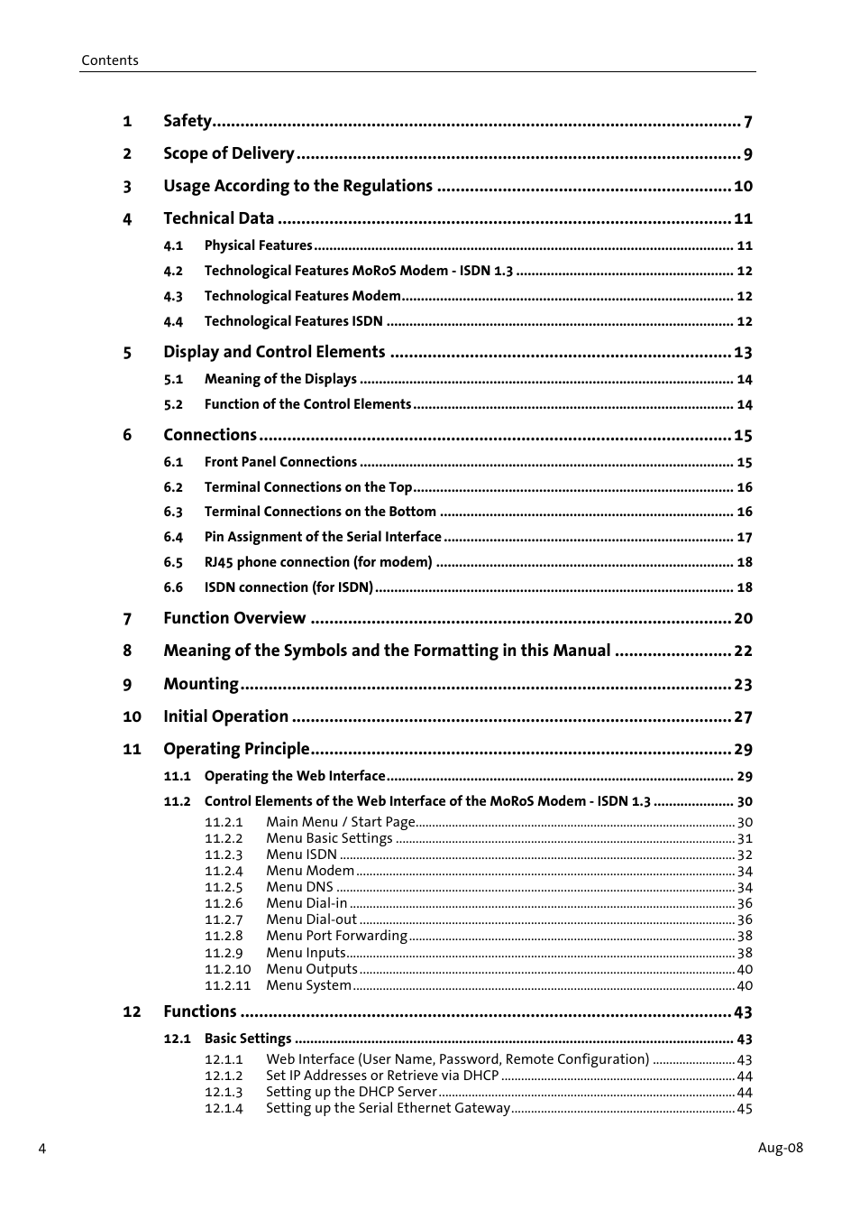 VEGA MoRoS Modem - ISDN 1.3 User Manual | Page 4 / 86