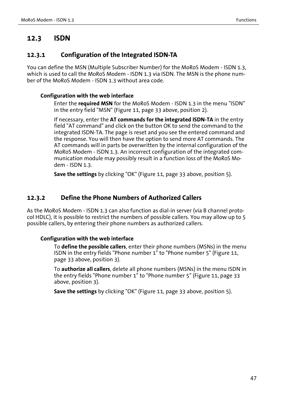 3 isdn | VEGA MoRoS Modem - ISDN 1.3 User Manual | Page 47 / 86