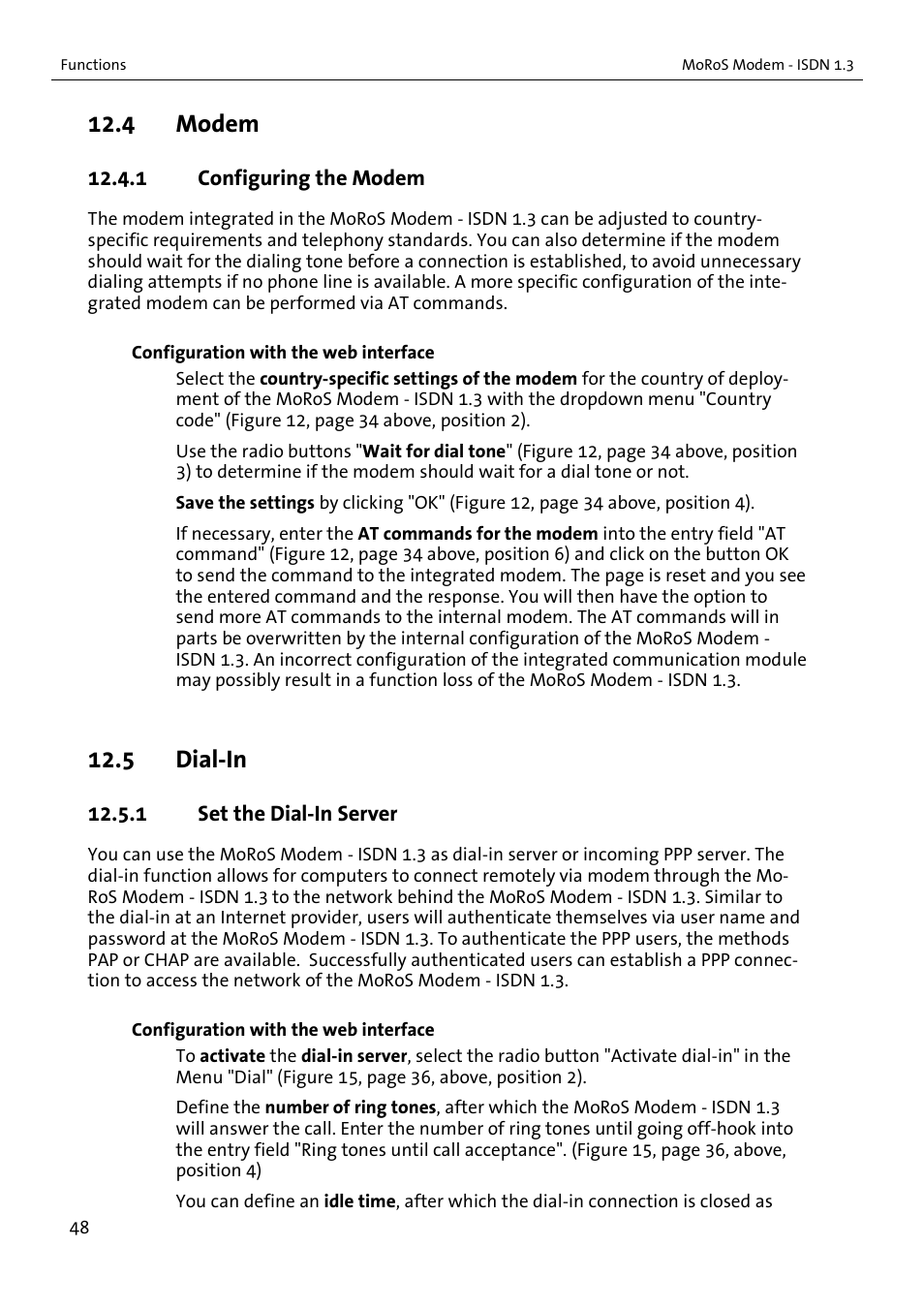 4 modem, 5 dial-in | VEGA MoRoS Modem - ISDN 1.3 User Manual | Page 48 / 86