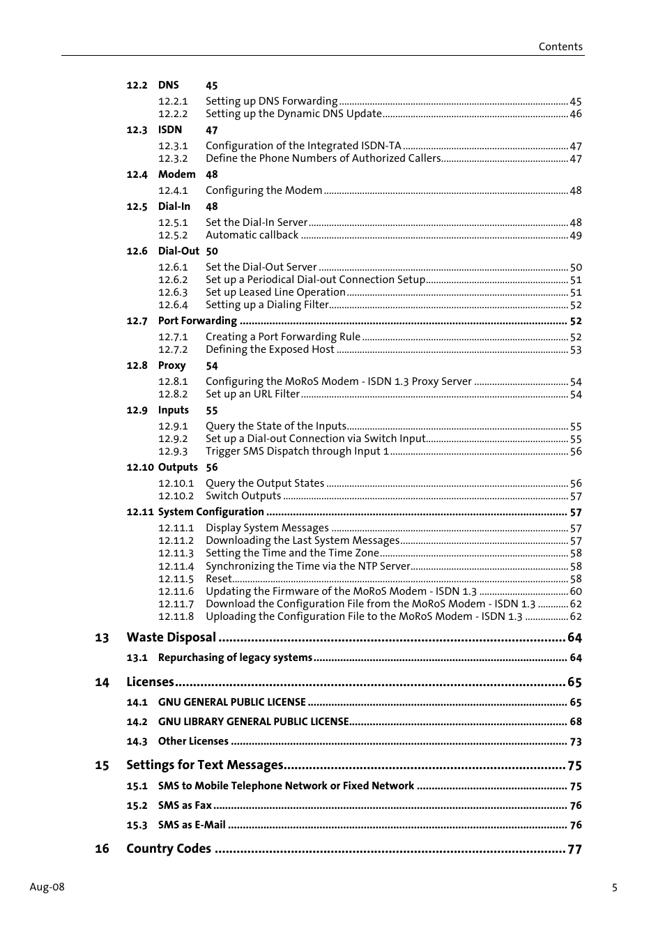 VEGA MoRoS Modem - ISDN 1.3 User Manual | Page 5 / 86