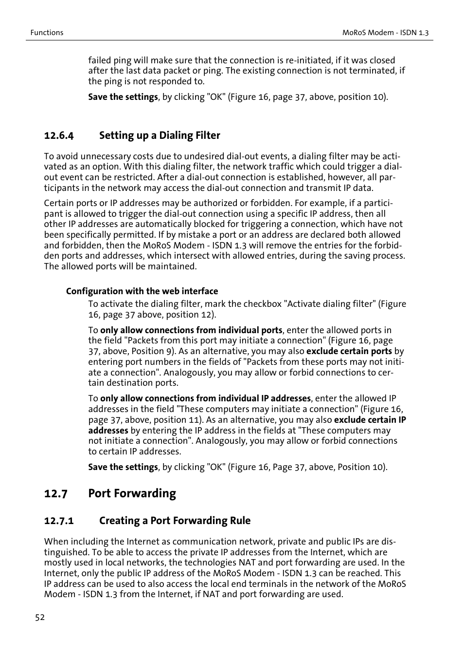 7 port forwarding | VEGA MoRoS Modem - ISDN 1.3 User Manual | Page 52 / 86