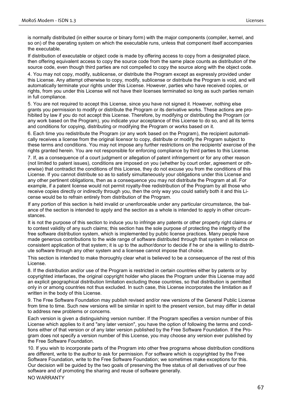 VEGA MoRoS Modem - ISDN 1.3 User Manual | Page 67 / 86