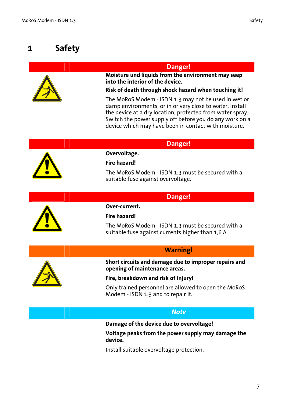 1safety | VEGA MoRoS Modem - ISDN 1.3 User Manual | Page 7 / 86