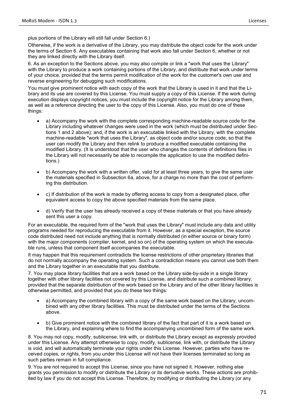 VEGA MoRoS Modem - ISDN 1.3 User Manual | Page 71 / 86