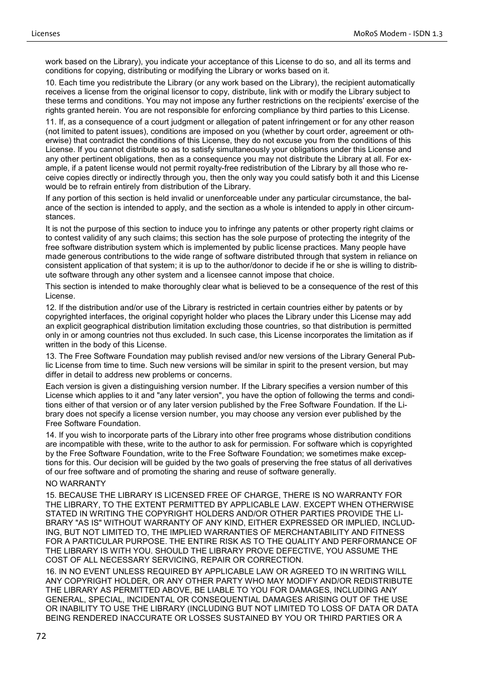 VEGA MoRoS Modem - ISDN 1.3 User Manual | Page 72 / 86