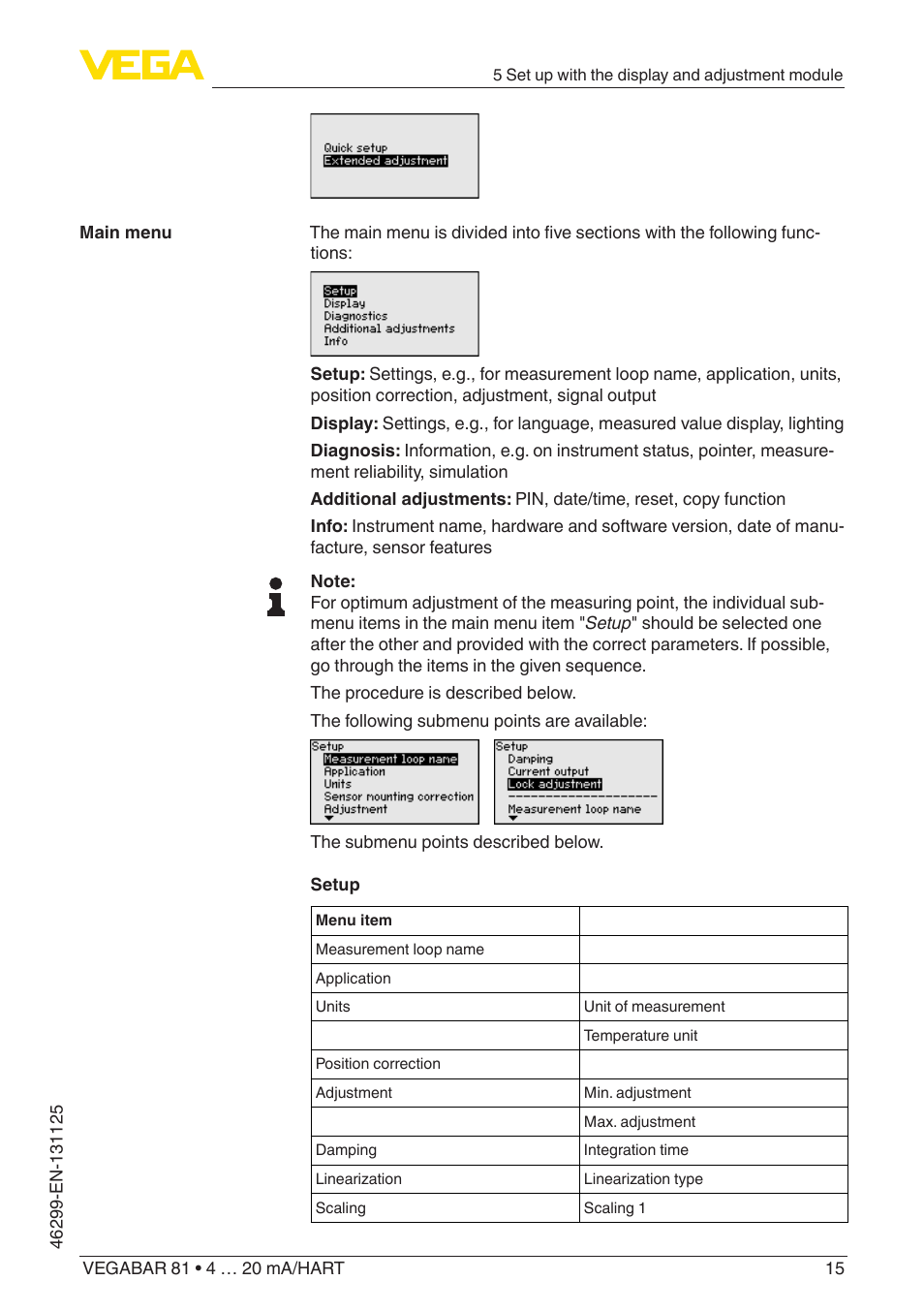 VEGA VEGABAR 81 4 … 20 mA_HART - Quick setup guide User Manual | Page 15 / 20