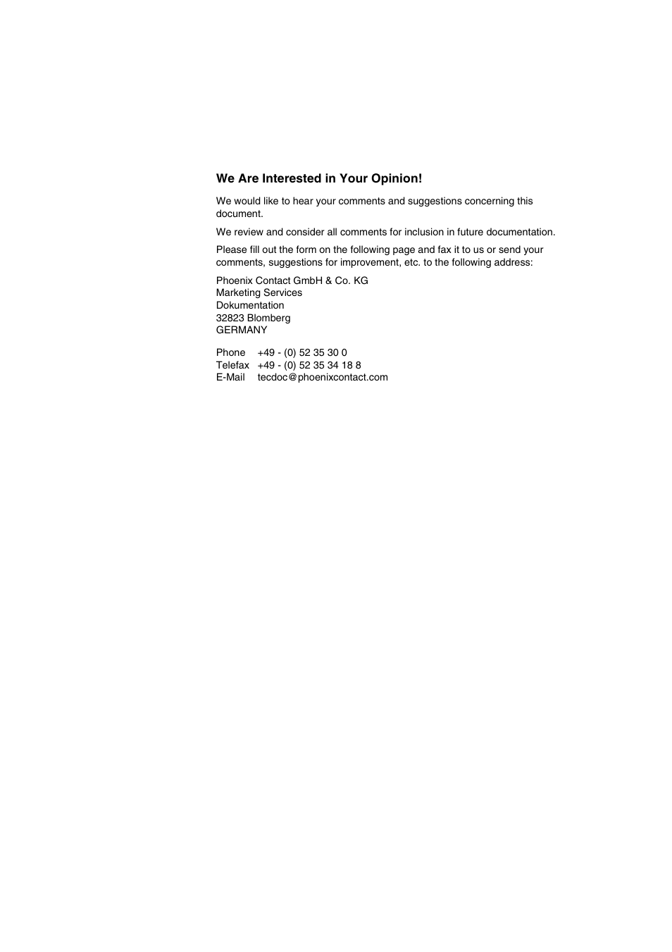 We are interested in your opinion | VEGA Phoenix PSI Data Fax Modem User Manual | Page 127 / 128