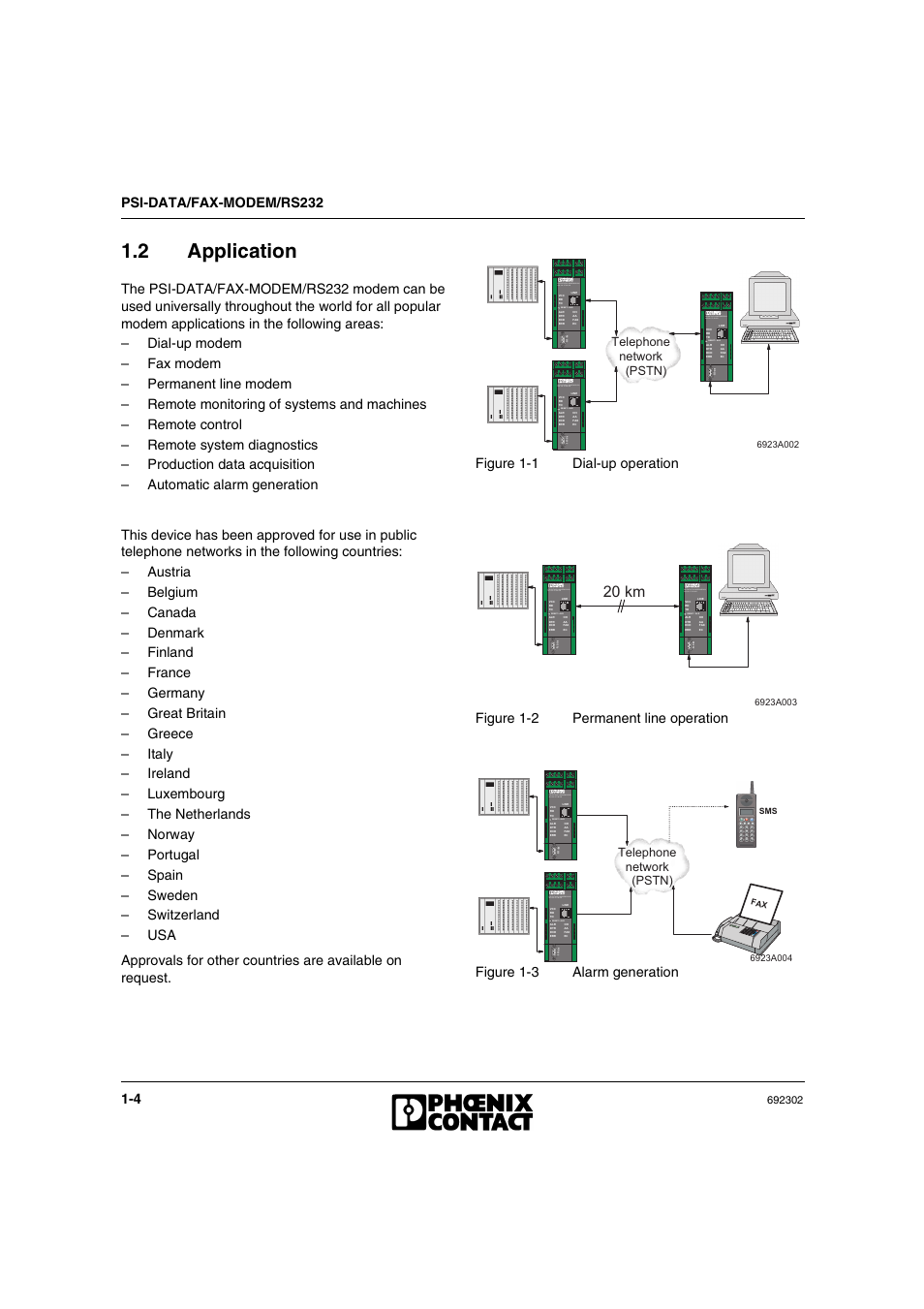 2 application, Application -4, 2 0 k m | VEGA Phoenix PSI Data Fax Modem User Manual | Page 14 / 128
