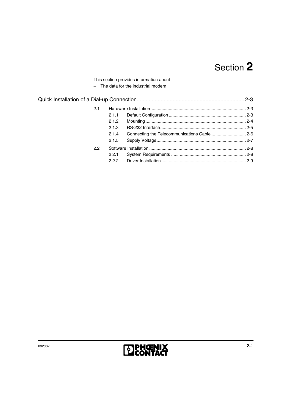 VEGA Phoenix PSI Data Fax Modem User Manual | Page 21 / 128