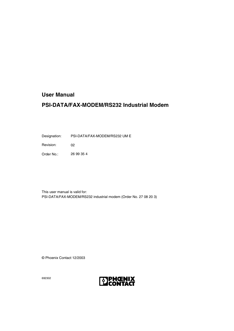 VEGA Phoenix PSI Data Fax Modem User Manual | Page 3 / 128