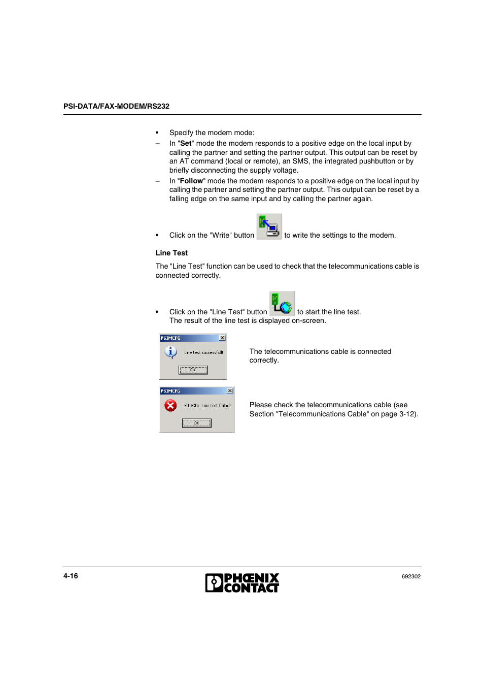 VEGA Phoenix PSI Data Fax Modem User Manual | Page 62 / 128