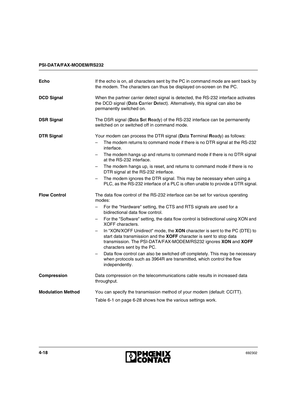 VEGA Phoenix PSI Data Fax Modem User Manual | Page 64 / 128