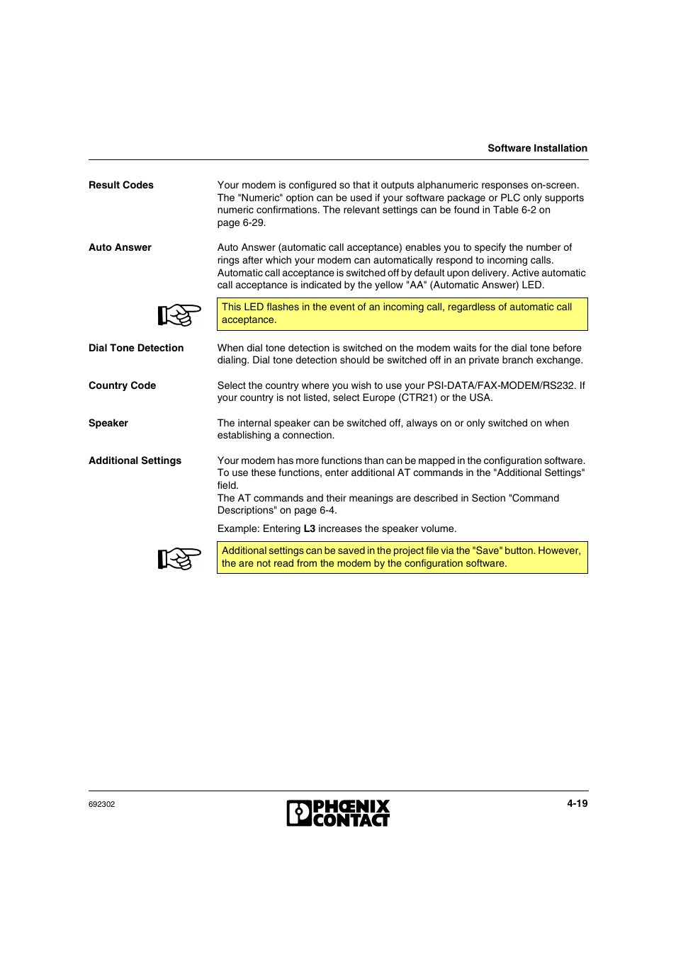 VEGA Phoenix PSI Data Fax Modem User Manual | Page 65 / 128